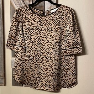 LOFT Tan and Black Animal Print Blouse